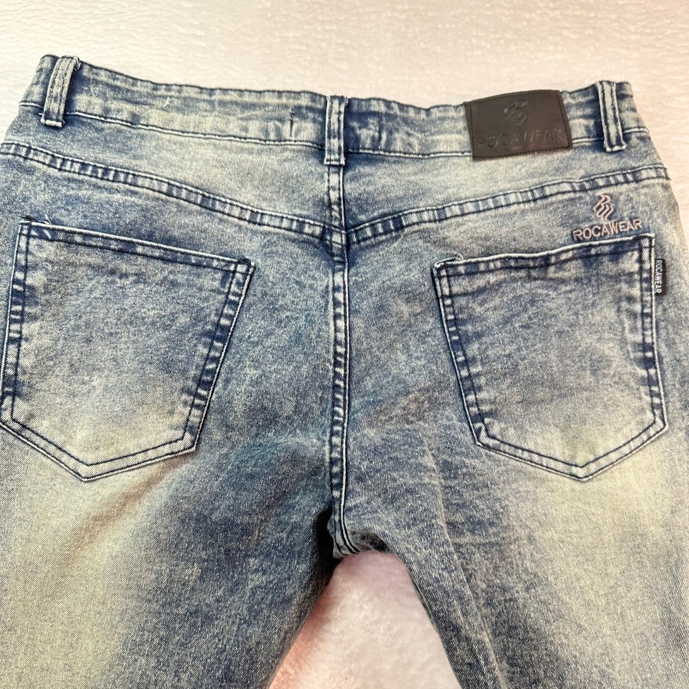 Rocawear Skinny‎ Jeans Mens 34x32 Blue Acid Wash Stretch Denim Streetwear - Picture 14 of 16